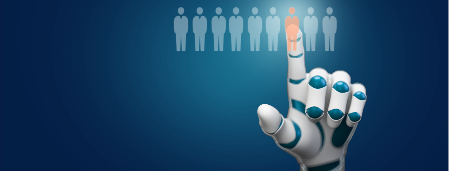 Recruiting Context Layer — robotic hand selecting a candidate